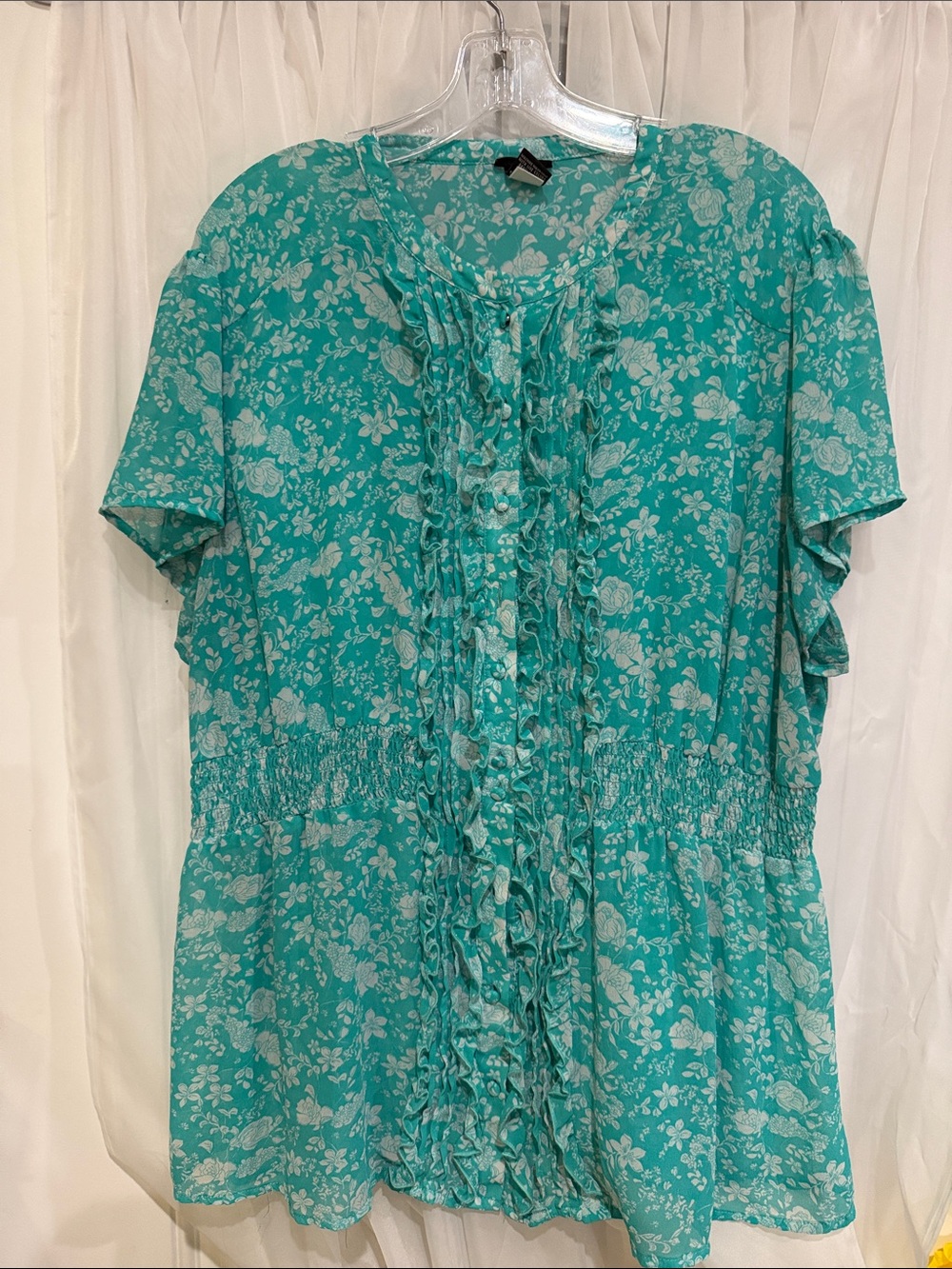 Torrid Floral Ruffle Front Women's Top - Teal
